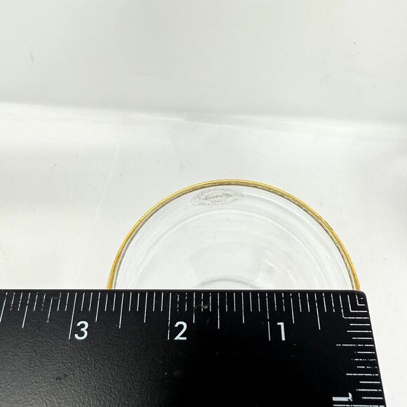 Pasabahce Circle Turkey Gold Rim Goblet Glasses Set of 2 Art of Glass 6.25” - Picture 6 of 7